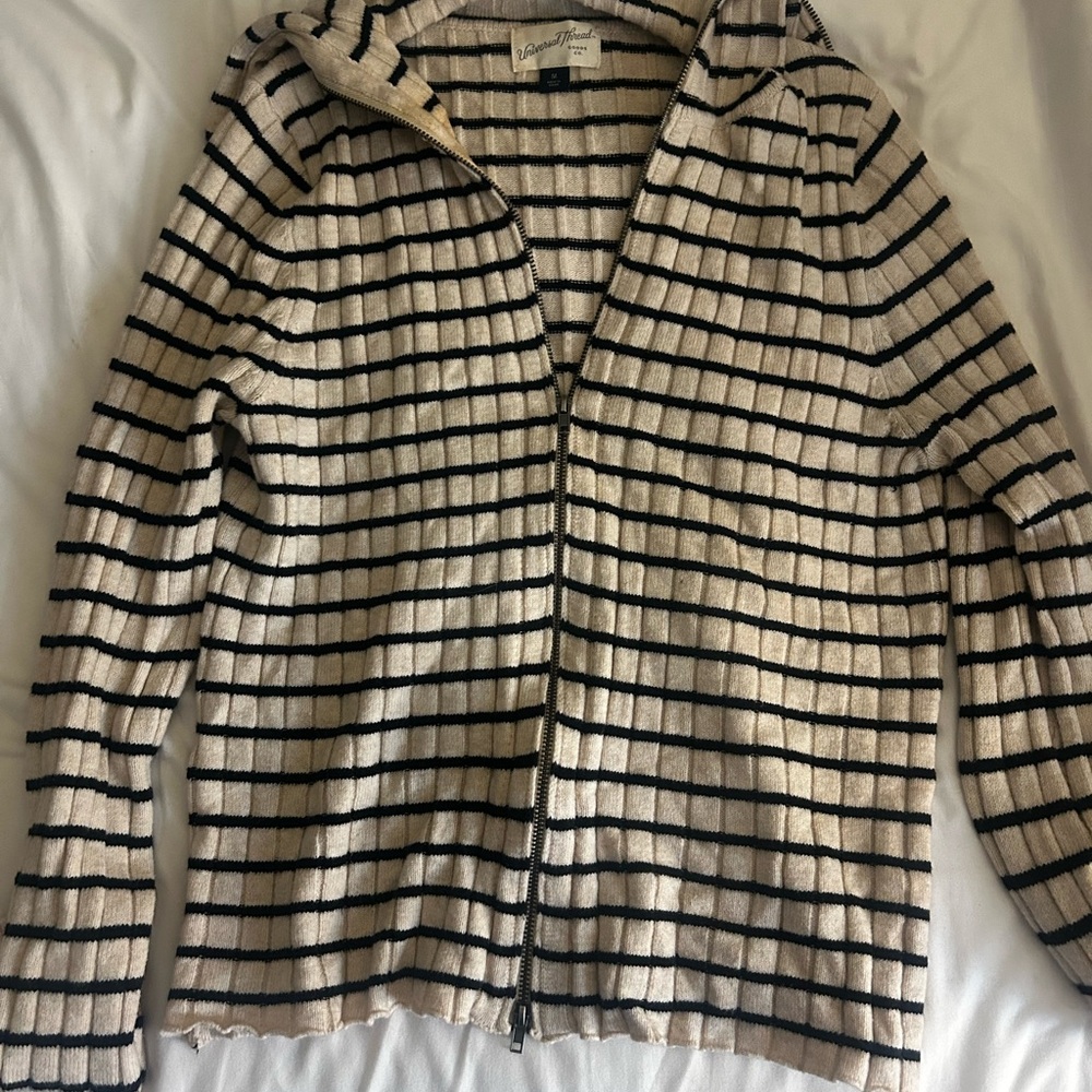 Universal Thread Black and Cream Striped Sweater